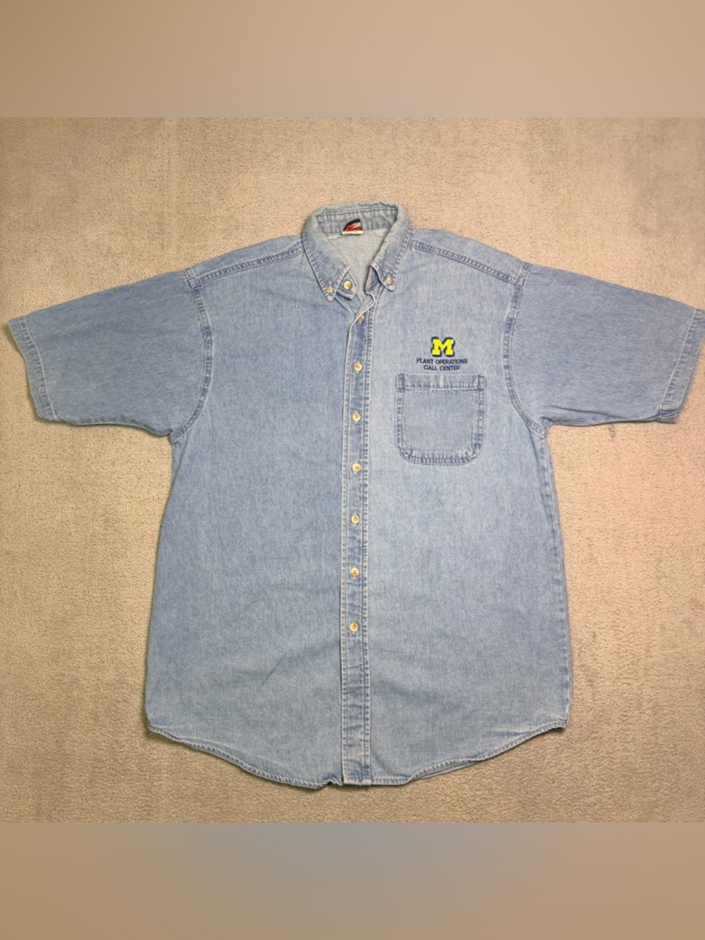 Vtg Union Line Michigan Plant Operations Denim Shirt Men’s M USA Union Made